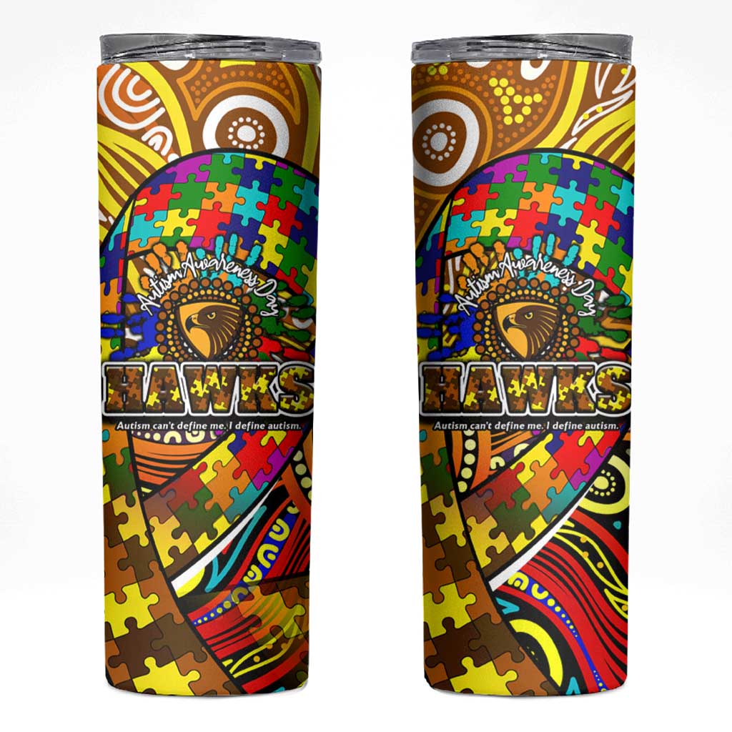Autism Awareness Australia Hawthorn Hawks Skinny Tumbler Aboriginal Indigenous Art