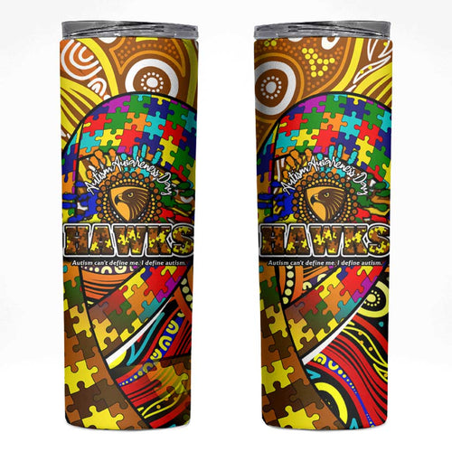 Autism Awareness Australia Hawthorn Hawks Skinny Tumbler Aboriginal Indigenous Art