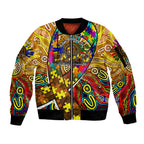 Autism Awareness Australia Hawthorn Hawks Sleeve Zip Bomber Jacket Aboriginal Indigenous Art