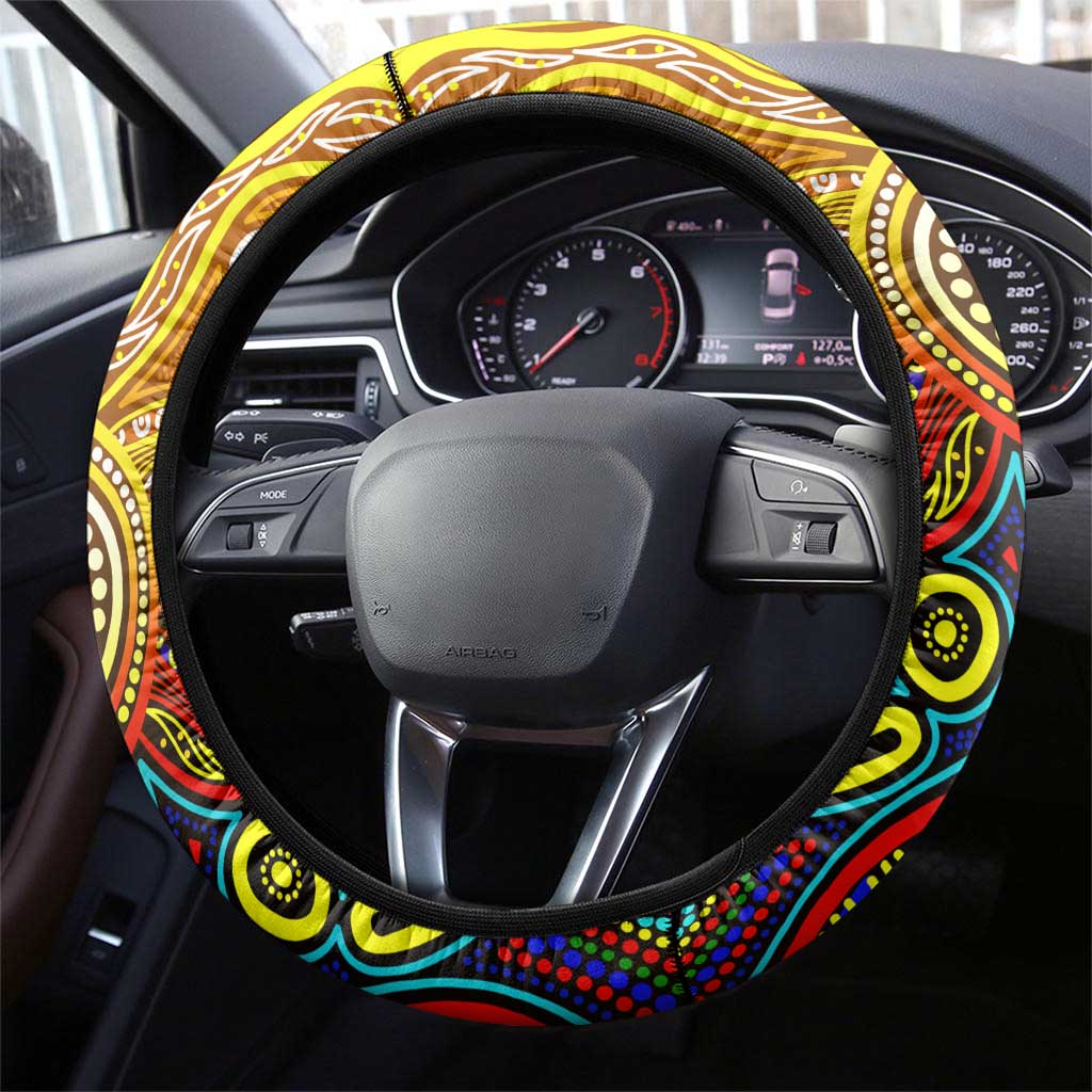 Autism Awareness Australia Hawthorn Hawks Steering Wheel Cover Aboriginal Indigenous Art