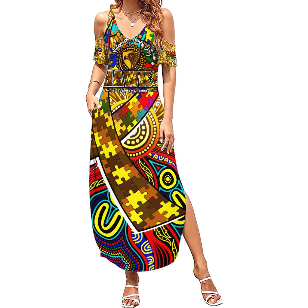 Autism Awareness Australia Hawthorn Hawks Summer Maxi Dress Aboriginal Indigenous Art