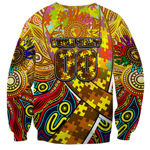 Autism Awareness Australia Hawthorn Hawks Sweatshirt Aboriginal Indigenous Art