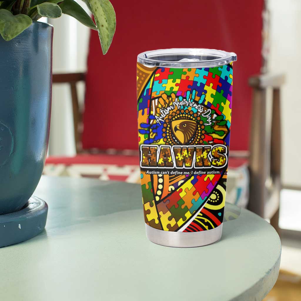 Autism Awareness Australia Hawthorn Hawks Tumbler Cup Aboriginal Indigenous Art