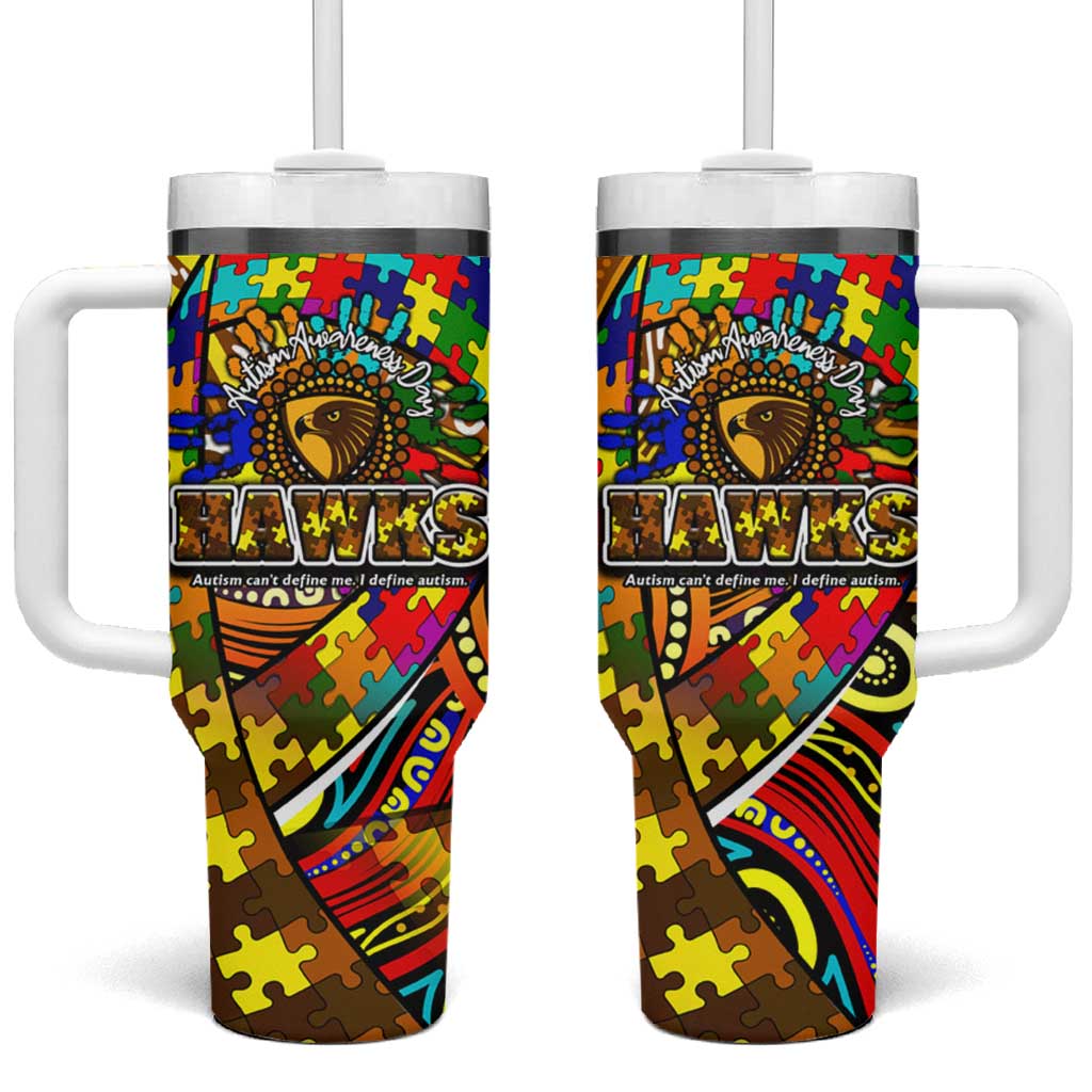 Autism Awareness Australia Hawthorn Hawks Tumbler With Handle Aboriginal Indigenous Art
