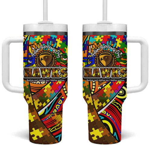 Autism Awareness Australia Hawthorn Hawks Tumbler With Handle Aboriginal Indigenous Art
