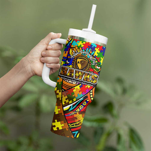 Autism Awareness Australia Hawthorn Hawks Tumbler With Handle Aboriginal Indigenous Art