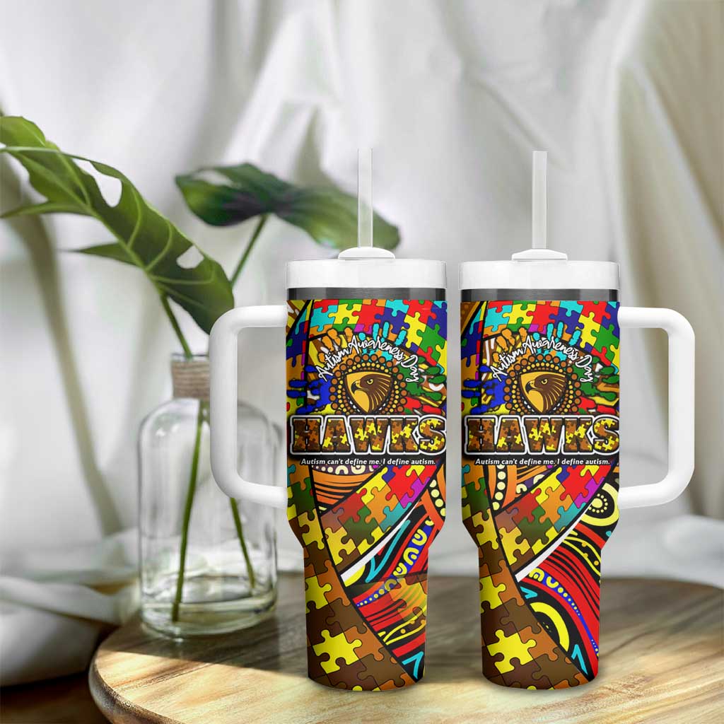 Autism Awareness Australia Hawthorn Hawks Tumbler With Handle Aboriginal Indigenous Art