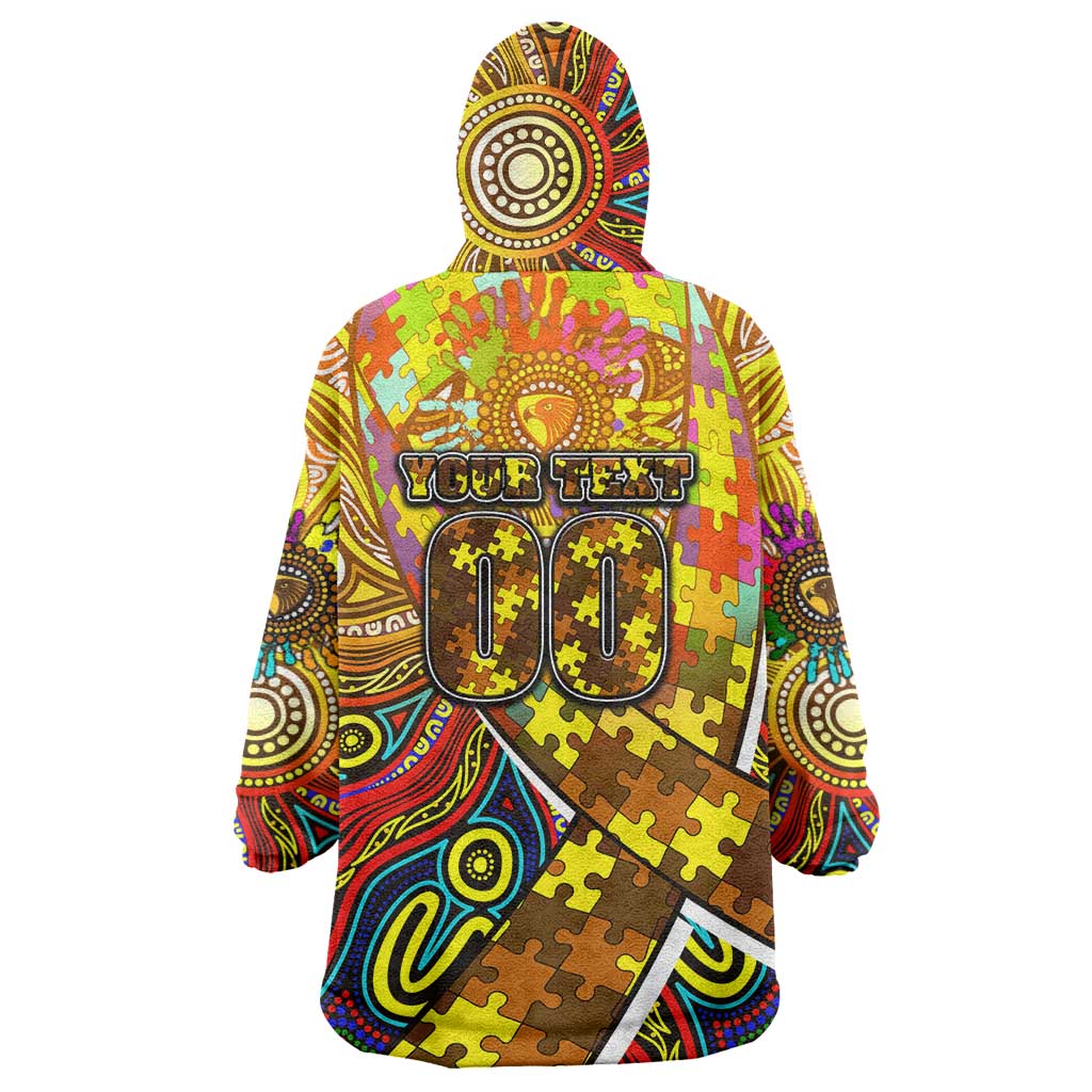 Autism Awareness Australia Hawthorn Hawks Wearable Blanket Hoodie Aboriginal Indigenous Art