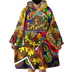 Autism Awareness Australia Hawthorn Hawks Wearable Blanket Hoodie Aboriginal Indigenous Art