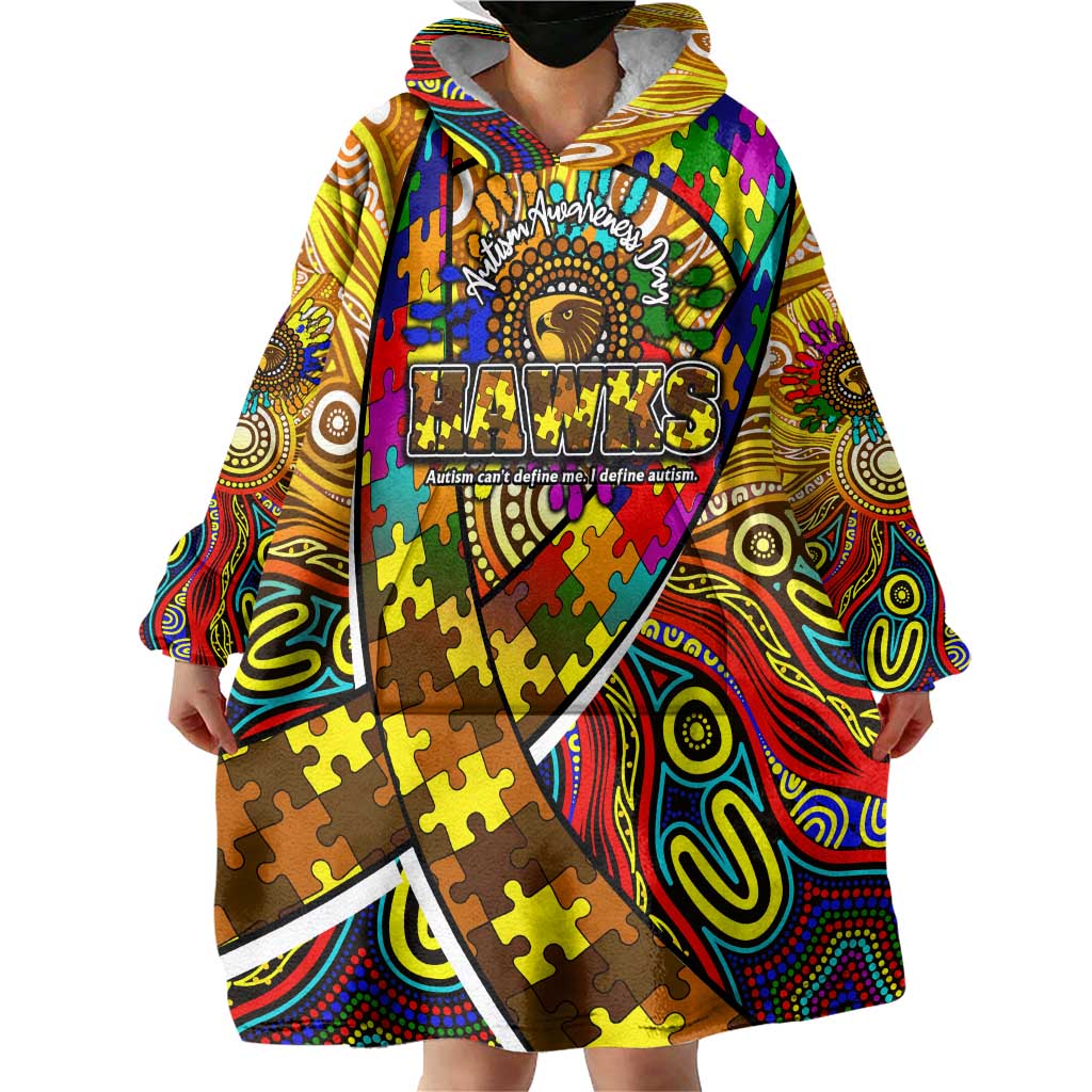 Autism Awareness Australia Hawthorn Hawks Wearable Blanket Hoodie Aboriginal Indigenous Art