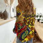 Autism Awareness Australia Hawthorn Hawks Women Casual Shirt Aboriginal Indigenous Art
