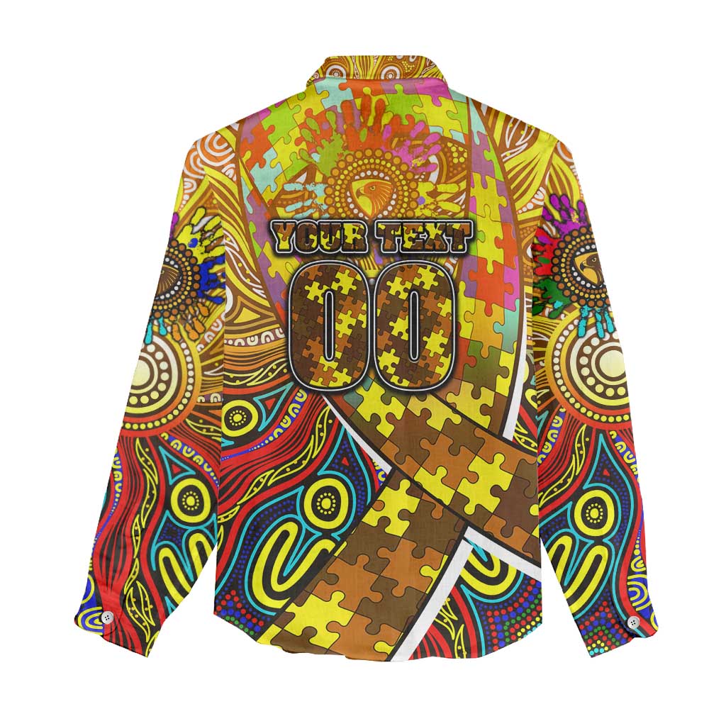 Autism Awareness Australia Hawthorn Hawks Women Casual Shirt Aboriginal Indigenous Art