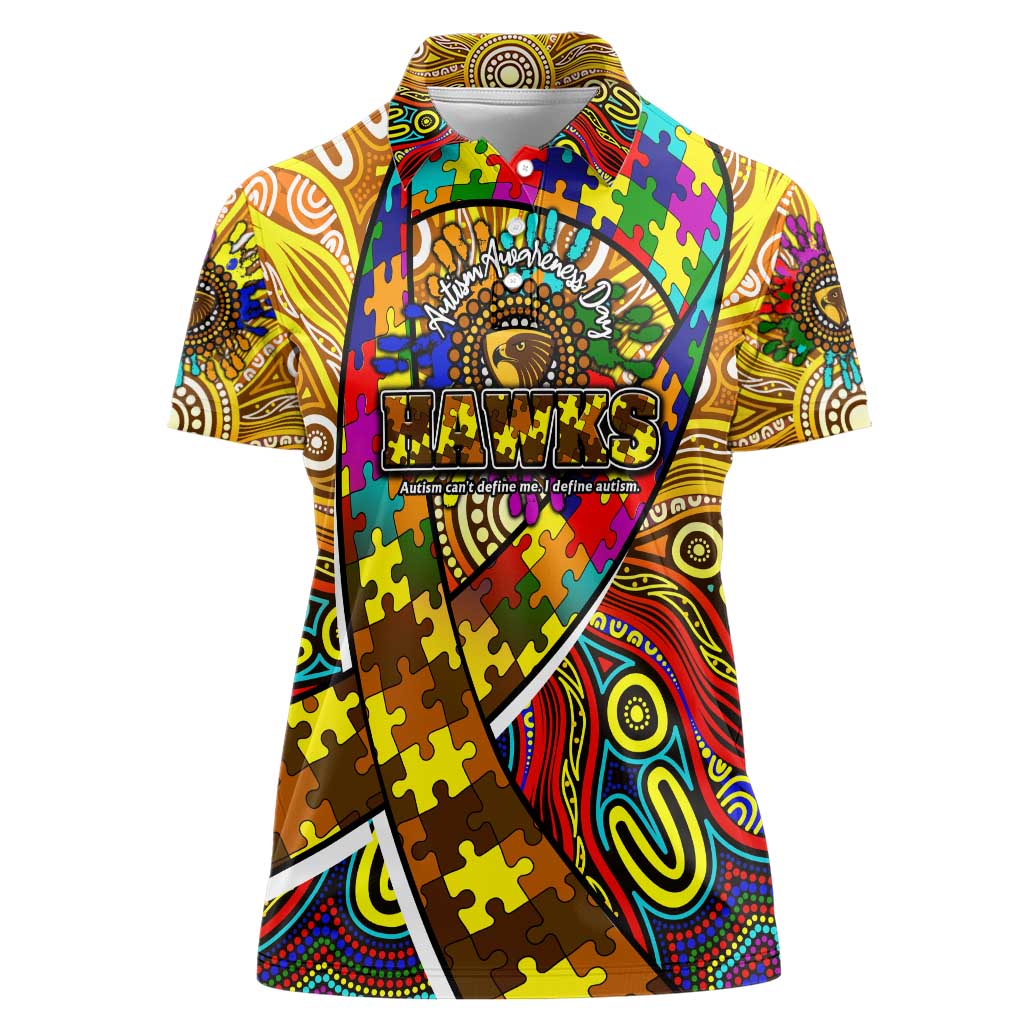 Autism Awareness Australia Hawthorn Hawks Women Polo Shirt Aboriginal Indigenous Art