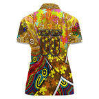 Autism Awareness Australia Hawthorn Hawks Women Polo Shirt Aboriginal Indigenous Art