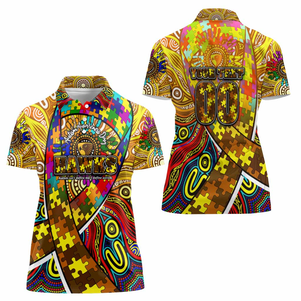 Autism Awareness Australia Hawthorn Hawks Women Polo Shirt Aboriginal Indigenous Art
