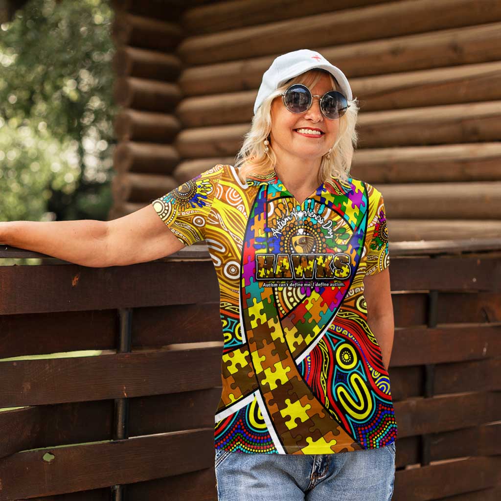 Autism Awareness Australia Hawthorn Hawks Women Polo Shirt Aboriginal Indigenous Art