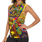 Autism Awareness Australia Hawthorn Hawks Women Sleeveless Polo Shirt Aboriginal Indigenous Art