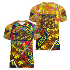Autism Awareness Australia Hawthorn Hawks Women V-Neck T-Shirt Aboriginal Indigenous Art