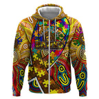 Autism Awareness Australia Hawthorn Hawks Zip Hoodie Aboriginal Indigenous Art