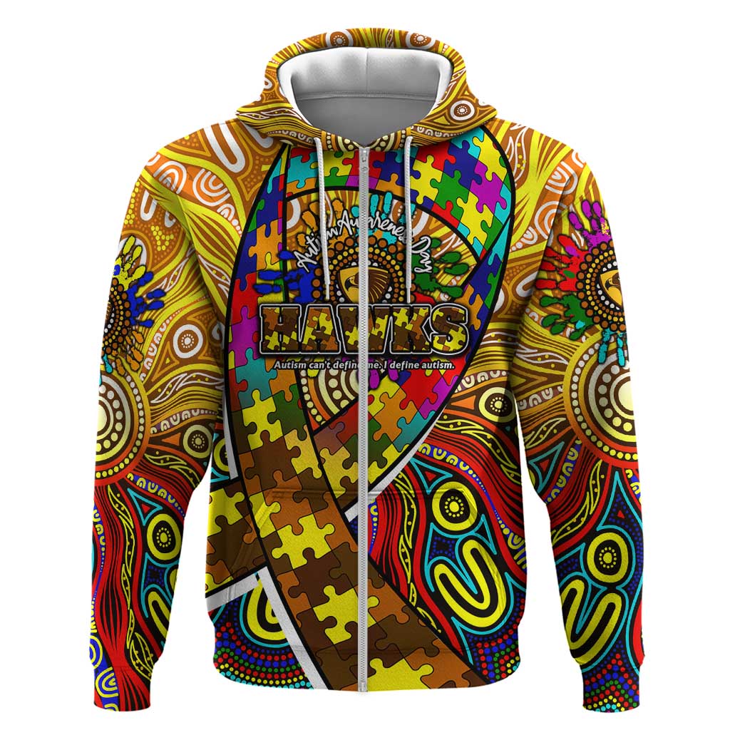 Autism Awareness Australia Hawthorn Hawks Zip Hoodie Aboriginal Indigenous Art