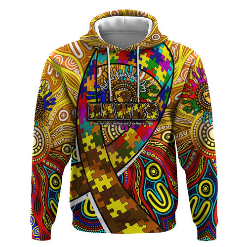 Autism Awareness Australia Hawthorn Hawks Zip Hoodie Aboriginal Indigenous Art