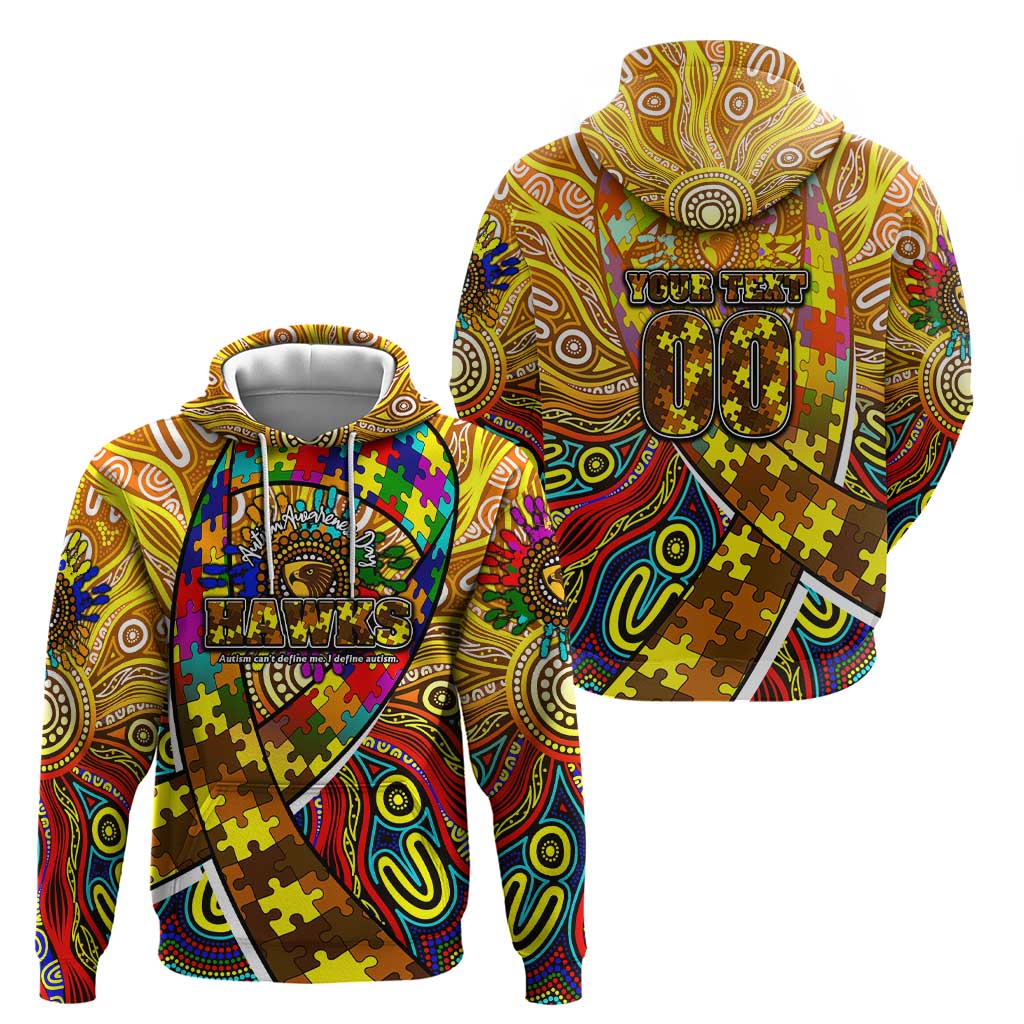 Autism Awareness Australia Hawthorn Hawks Zip Hoodie Aboriginal Indigenous Art