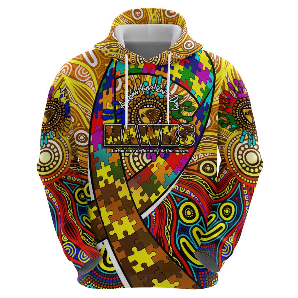 Autism Awareness Australia Hawthorn Hawks Zip Hoodie Aboriginal Indigenous Art