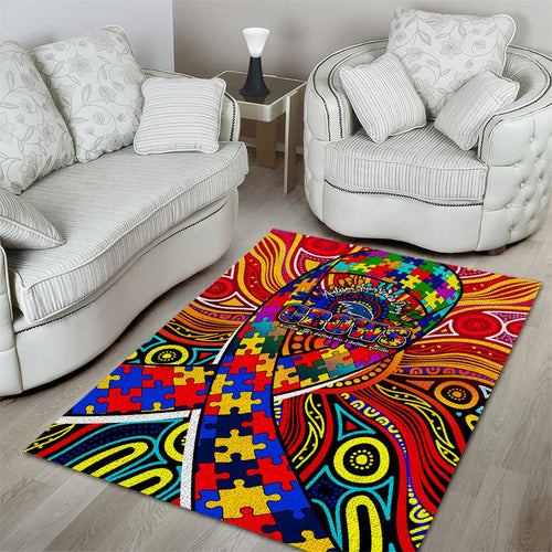 Autism Awareness Australia Adelaide Crows Area Rug Aboriginal Indigenous Art