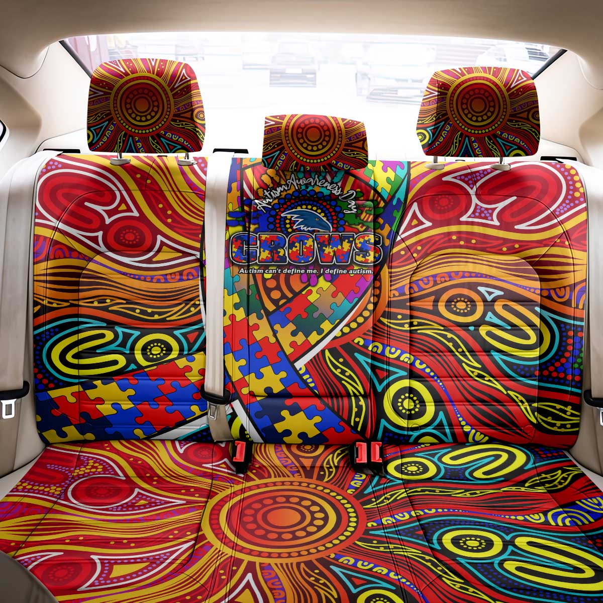 Autism Awareness Australia Adelaide Crows Back Car Seat Cover Aboriginal Indigenous Art