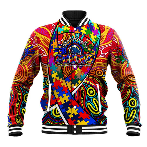 Autism Awareness Australia Adelaide Crows Baseball Jacket Aboriginal Indigenous Art
