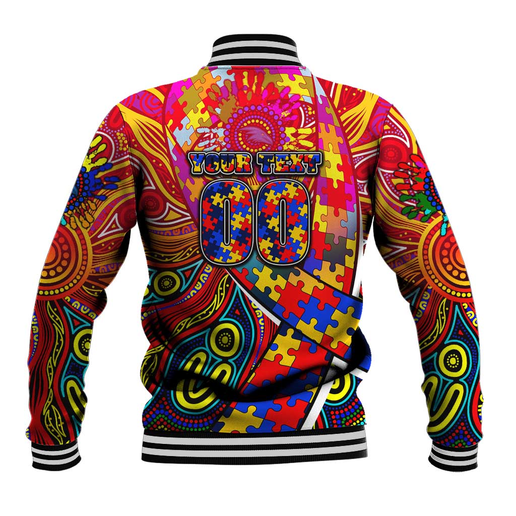Autism Awareness Australia Adelaide Crows Baseball Jacket Aboriginal Indigenous Art