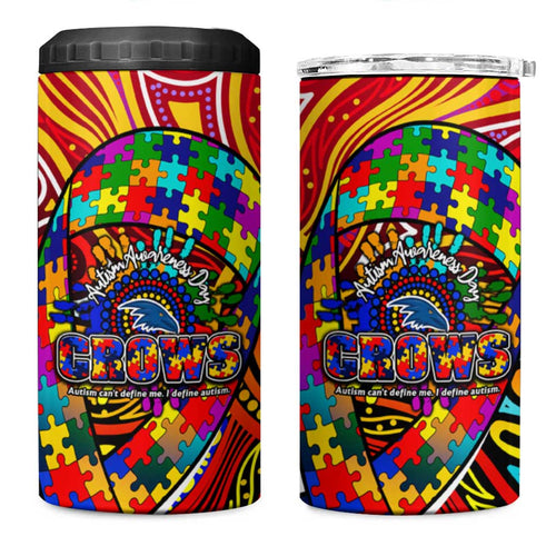 Autism Awareness Australia Adelaide Crows 4 in 1 Can Cooler Tumbler Aboriginal Indigenous Art