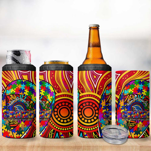 Autism Awareness Australia Adelaide Crows 4 in 1 Can Cooler Tumbler Aboriginal Indigenous Art