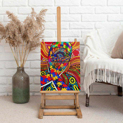 Autism Awareness Australia Adelaide Crows Canvas Wall Art Aboriginal Indigenous Art
