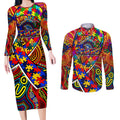 Autism Awareness Australia Adelaide Crows Couples Matching Long Sleeve Bodycon Dress and Long Sleeve Button Shirt Aboriginal Indigenous Art