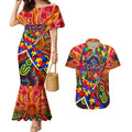 Autism Awareness Australia Adelaide Crows Couples Matching Mermaid Dress and Hawaiian Shirt Aboriginal Indigenous Art