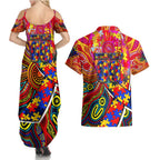 Autism Awareness Australia Adelaide Crows Couples Matching Summer Maxi Dress and Hawaiian Shirt Aboriginal Indigenous Art