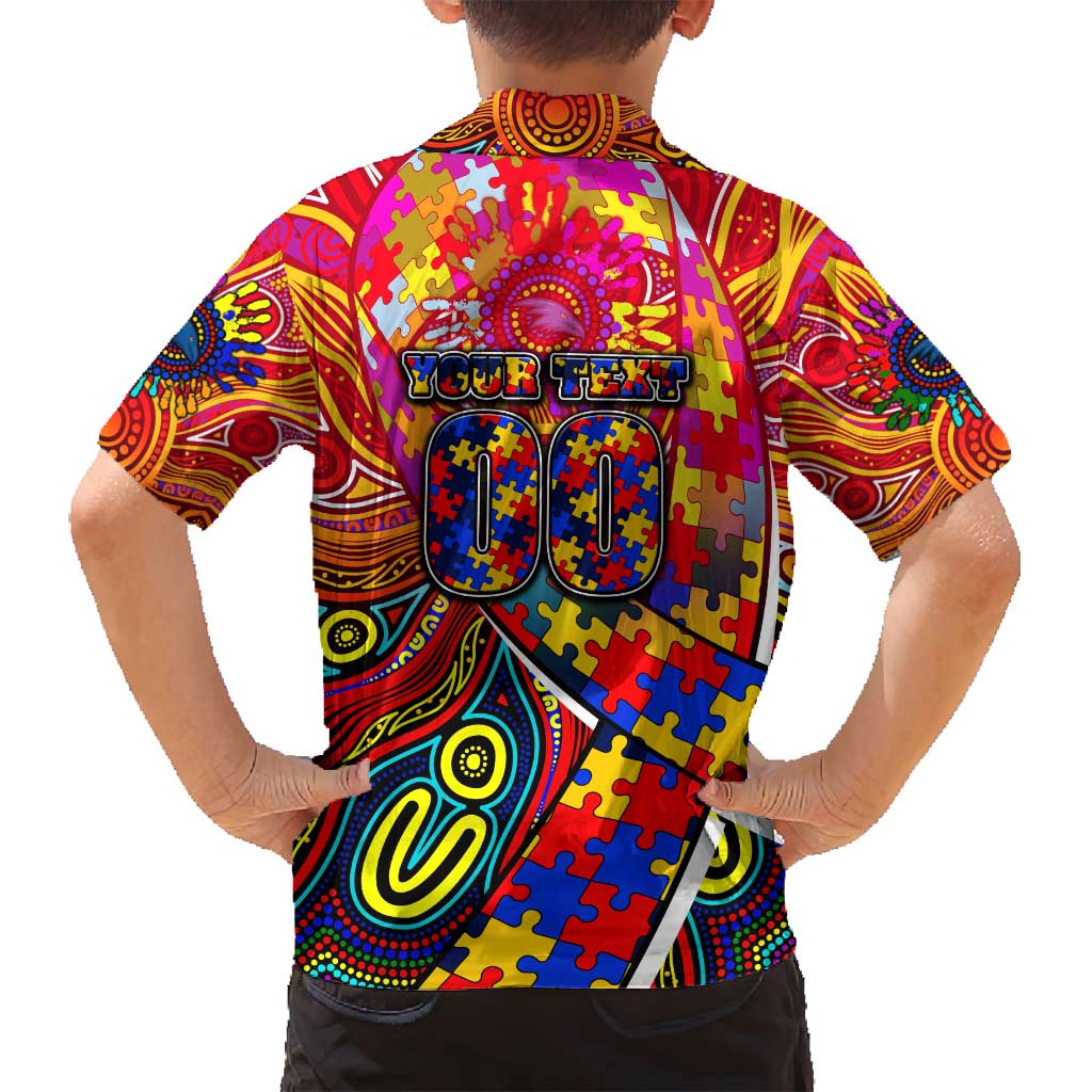 Autism Awareness Australia Adelaide Crows Family Matching Long Sleeve Bodycon Dress and Hawaiian Shirt Aboriginal Indigenous Art