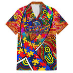 Autism Awareness Australia Adelaide Crows Family Matching Long Sleeve Bodycon Dress and Hawaiian Shirt Aboriginal Indigenous Art