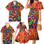 Autism Awareness Australia Adelaide Crows Family Matching Mermaid Dress and Hawaiian Shirt Aboriginal Indigenous Art