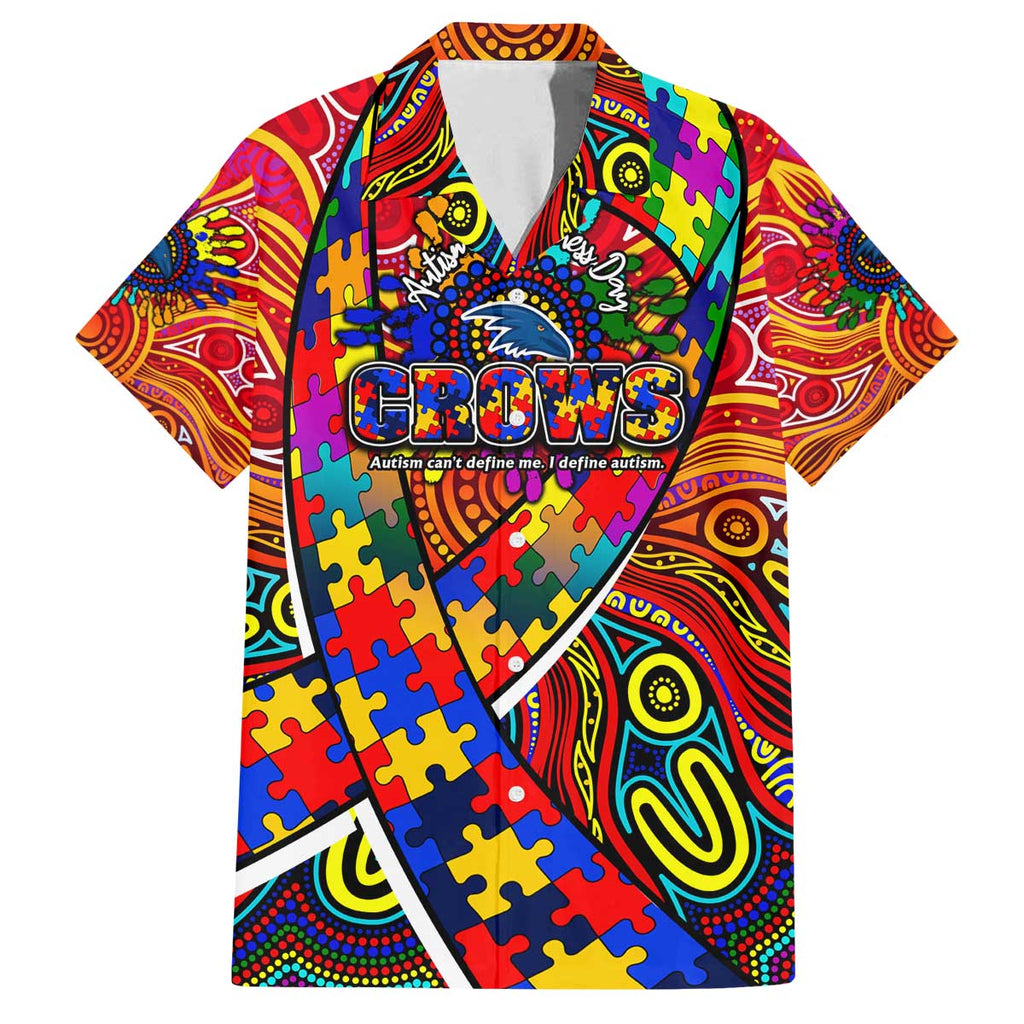 Autism Awareness Australia Adelaide Crows Family Matching Off The Shoulder Long Sleeve Dress and Hawaiian Shirt Aboriginal Indigenous Art