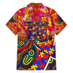 Autism Awareness Australia Adelaide Crows Family Matching Off The Shoulder Long Sleeve Dress and Hawaiian Shirt Aboriginal Indigenous Art
