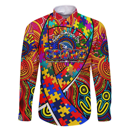 Autism Awareness Australia Adelaide Crows Family Matching Off The Shoulder Long Sleeve Dress and Hawaiian Shirt Aboriginal Indigenous Art