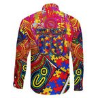 Autism Awareness Australia Adelaide Crows Family Matching Off The Shoulder Long Sleeve Dress and Hawaiian Shirt Aboriginal Indigenous Art
