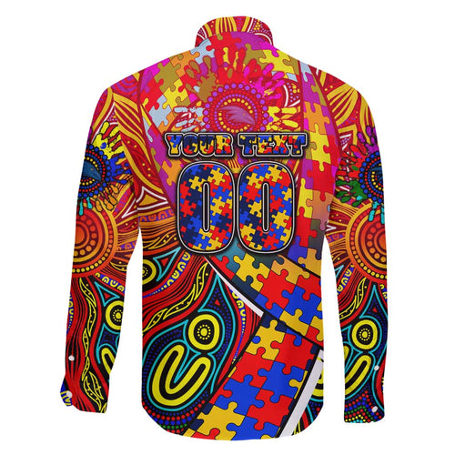 Autism Awareness Australia Adelaide Crows Family Matching Off Shoulder Maxi Dress and Hawaiian Shirt Aboriginal Indigenous Art