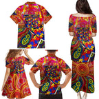 Autism Awareness Australia Adelaide Crows Family Matching Puletasi and Hawaiian Shirt Aboriginal Indigenous Art