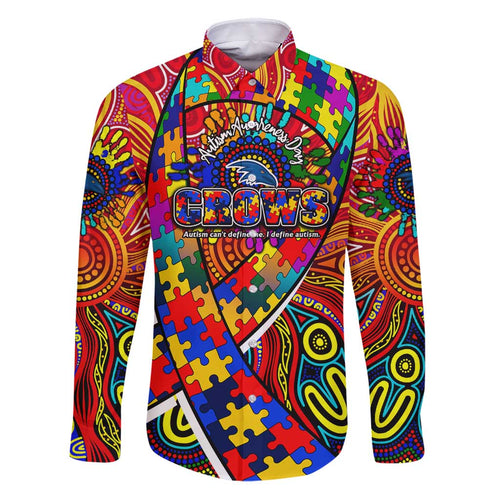 Autism Awareness Australia Adelaide Crows Family Matching Puletasi and Hawaiian Shirt Aboriginal Indigenous Art
