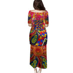 Autism Awareness Australia Adelaide Crows Family Matching Puletasi and Hawaiian Shirt Aboriginal Indigenous Art