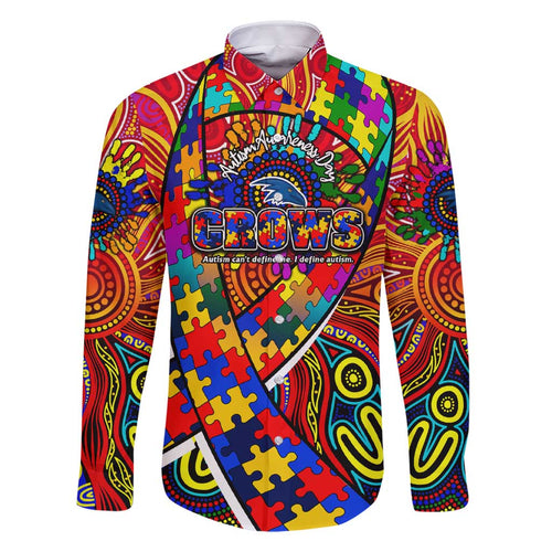 Autism Awareness Australia Adelaide Crows Family Matching Short Sleeve Bodycon Dress and Hawaiian Shirt Aboriginal Indigenous Art
