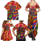 Autism Awareness Australia Adelaide Crows Family Matching Summer Maxi Dress and Hawaiian Shirt Aboriginal Indigenous Art